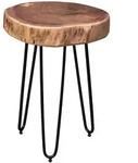 Kadima Design Beistelltisch, Akazie, Metall, Echtholz,Akazie, Rund,Rund, Haarnadel,