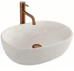 REA Aufsatzwaschbecken, Hellgrau, Keramik, Oval, 48x13.5x34.5 cm, Badezimmer,