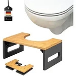 eluno Toilettenhocker, Grau, Holz, 43.5x18.5x28 cm, Badezimmer, WC Ausstattung,...