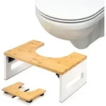 eluno Toilettenhocker, Wei&szlig;, Holz, 43.5x18.5x28 cm, Badezimmer, WC...