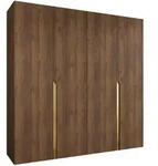 Mirjan24 Dreht&uuml;renschrank, Nussbaum, Gold, Kunststoff, Rechteckig, 200x202x52...