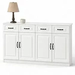 Stilvora Sideboard, Wei&szlig;, Natur, Metall, Holzwerkstoff, 2 F&auml;cher, 4...