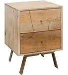 Kadima Design Nachttisch, Braun, Metall, Echtholz,Mangoholz, 2 Schubladen,