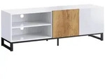 Homcom Tv-Schrank, Wei&szlig;, Metall, Nachbildung, 3 F&auml;cher, Rechteckig, 140x50x36.5 cm,