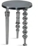 Kadima Design Beistelltisch, Silber, Metall, Rund,Rund, Stativgestell, 44x63x44 cm,