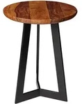 Kadima Design Beistelltisch, Braun, Metall, Echtholz, Rund,Rund, Stativgestell,