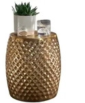 Kadima Design Beistelltisch, Gold, Metall, Rund,Rund, 32x42x32 cm, Wohnzimmer,