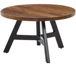 Kadima Design Couchtisch, Braun, Metall, Echtholz,Sheesham, Rund,Rund, Stativgestell,