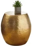 Kadima Design Beistelltisch, Gold, Metall, Rund,Rund, 42x42x42 cm, Wohnzimmer,