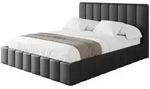 Altdecor Polsterbett, Schwarz Hochglanz, Textil, 160x200 cm, Schlafzimmer,...