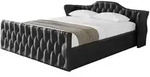 Altdecor Polsterbett, Schwarz Hochglanz, Textil, 180x200 cm, Schlafzimmer,...