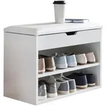 Kadima Design Schuhbank, Wei&szlig;, Textil, Rechteckig, 60x40x30 cm, Garderobe,