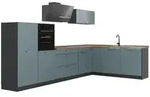 Vicco Eckk&uuml;che, Blaugrau, Anthrazit, Holzwerkstoff, Rechteckig, 347x143x60 cm,