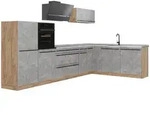 Vicco Eckk&uuml;che, Grau, Honigeiche, Holzwerkstoff, Rechteckig, 347x143x60 cm,...