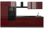 Vicco K&uuml;chenzeile, Rot, Anthrazit, Holzwerkstoff, Rechteckig, 340x206.8x60 cm,