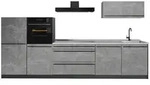 Vicco K&uuml;chenzeile, Grau, Anthrazit, Holzwerkstoff, Rechteckig, 340x143x46 cm,
