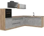 Vicco Eckk&uuml;che, Grau, Honigeiche, Holzwerkstoff, Formgebogen, 287x206.8x60 cm,