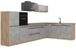 Vicco Eckk&uuml;che, Grau, Honigeiche, Holzwerkstoff, Rechteckig, 347x143x60 cm,...