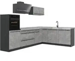 Vicco Eckk&uuml;che, Grau, Anthrazit, Holzwerkstoff, Formgebogen, 287x206.8x60 cm,