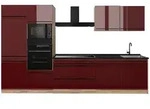 Vicco K&uuml;chenzeile, Rot, Eiche, Holzwerkstoff, Rechteckig, 340x206.8x60 cm,...