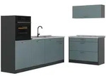 Vicco K&uuml;chenzeile, Blaugrau, Anthrazit, Holzwerkstoff, Rechteckig, 220x143x46...