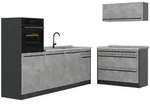 Vicco K&uuml;chenzeile, Grau, Anthrazit, Holzwerkstoff, Rechteckig, 220x143x46 cm,
