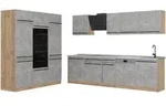 Vicco K&uuml;chenzeile, Grau, Eiche, Holzwerkstoff, Rechteckig, 180x206.8x60 cm,...