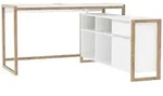 Mid.you Eckschreibtisch, Wei&szlig;, Eiche Artisan, Holzwerkstoff, 1 Schublade(n)