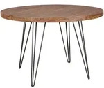 Kadima Design Esszimmertisch, Braun, Metall, Echtholz, Rund,Rund, Haarnadel,