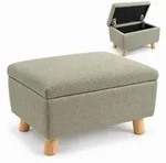 Relaxdays Fusshocker, T&uuml;rkis, Kunststoff, Holz, Textil, 40x28x30 cm, Wohnzimmer,