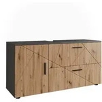 Vicco Waschbeckenunterschrank, Anthrazit, Eiche, Holzwerkstoff, 1 F&auml;cher, 2