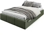 Muralo Polsterbett, Olivgr&uuml;n, Holzwerkstoff, Metall, Textil, Birke, Rechteckig,