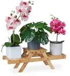 Relaxdays Blumentreppe, Hellbraun, Holz, 51.5x17x15 cm, Wohnzimmer, Wohnzimmertische,