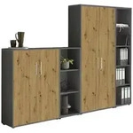 Mid.you Aktenschrank Office Edition, Anthrazit, Eiche Artisan, Holzwerkstoff, 12
