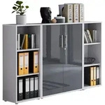 Mid.you Aktenschrank Office Edition - SW Set 2 niedrig, Grau, Anthrazit...