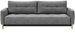 Innovation Schlafsofa, Grau, Holz, Eiche, massiv, 3-Sitzer, F&uuml;llung: Federn,