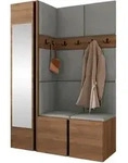 Mirjan24 Garderoben-Set, Nussbaum, Grau, Kunststoff, 124x186x46 cm, Garderobe,