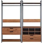 [en.casa] Garderoben-Set, Walnuss, Schwarz, Metall, 4 Schubladen, einzeln stellbar,