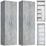 Mokebo Mehrzweckschrank, Grau, Holzwerkstoff, 8 F&auml;cher, 60x180x34 cm,...