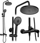 REA Duschgarnitur, Schwarz, Metall, 21x131.5x16 cm, Badezimmer, Baden & Duschen,