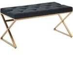 Kadima Design Sitzbank, Schwarz, Metall, Rechteckig, X-Form, 90x46x44 cm, Esszimmer,