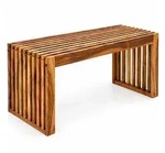 Relaxdays Sitzbank, Braun, Holz, 90x43x33 cm, Gartenm&ouml;bel, Gartenb&auml;nke