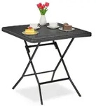 Relaxdays Gartentisch, Schwarz, Kunststoff, Metall, 78x74x78 cm, Balkonm&ouml;bel,