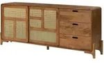Massivmoebel24 Sideboard, Braun, Holz, Echtholz,Mangoholz, 2 F&auml;cher, 3...