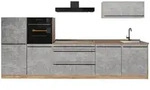 Vicco K&uuml;chenzeile, Grau, Honigeiche, Holzwerkstoff, Rechteckig, 340x143x60 cm,
