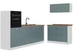 Vicco K&uuml;chenzeile, Blaugrau, Wei&szlig;, Holzwerkstoff, Rechteckig, 220x143x60 cm,