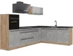 Vicco Eckk&uuml;che, Grau, Honigeiche, Holzwerkstoff, Formgebogen, 287x206.8x46 cm,