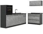 Vicco K&uuml;chenzeile, Grau, Anthrazit, Holzwerkstoff, Rechteckig, 220x143x60 cm,