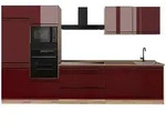 Vicco K&uuml;chenzeile, Rot, Eiche, Holzwerkstoff, Rechteckig, 340x206.8x46 cm,...