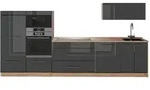 Vicco K&uuml;chenzeile, Anthrazit, Eiche, Holzwerkstoff, Rechteckig, 340x153.6x51.6...